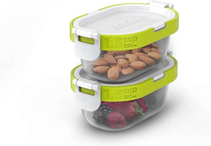 Snack Pack, 4-delig, Polypropyleen/Siliconen, BPA vrij, Oranje/Groen - Zoku | Neat Stack
