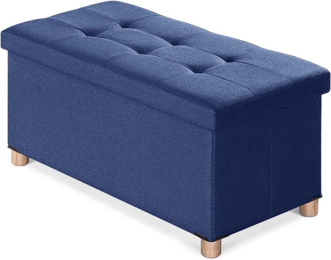 Opbergpoef met Ottomaans design - Blauw - 76 x 38 x 38 cm