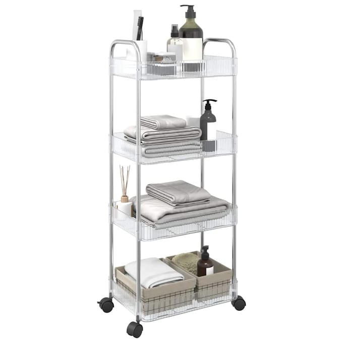vidaXL - Opbergtrolley - 4-laags - 37x28x95 - cm - acryl - transparant