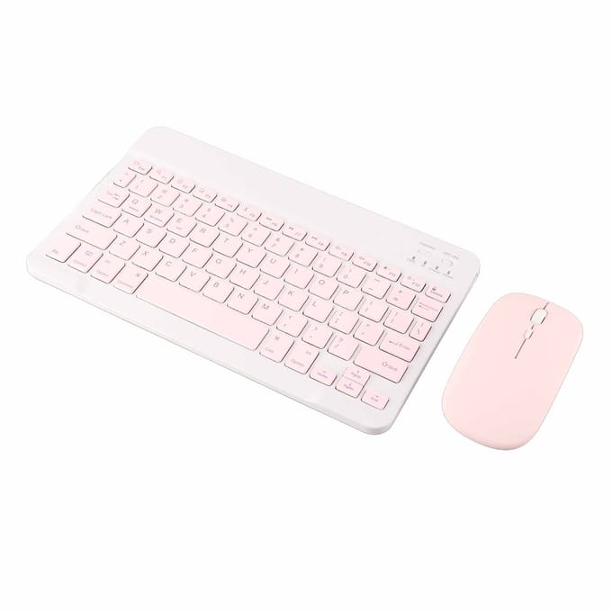 10 Inch Bluetooth Toetsenbord Set USB Opladen Ultradun Stil Draadloos Toetsenbord met DPI Muis voor roze