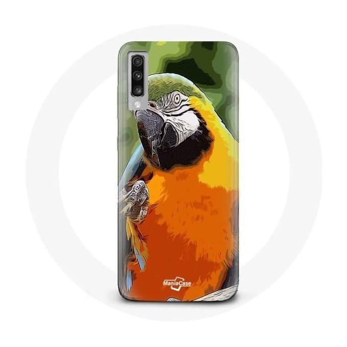 Hoesje voor Samsung Galaxy A70 Macaws Parrot Oranje Groen