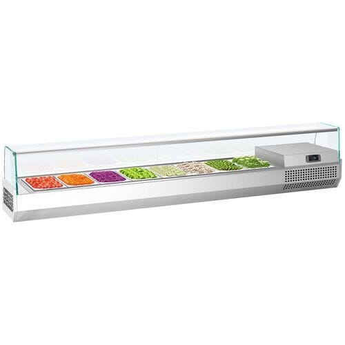 GGM Gastro Kühlaufsatzvitrine Premium PLUS - 1976x413mm - 8x GN 1/3 Zilver