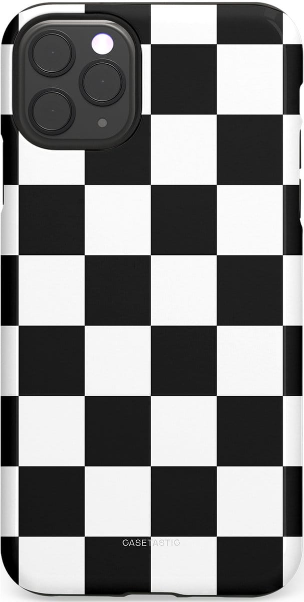 Casetastic hoesje geschikt voor Apple iPhone 11 Pro Max - Dubbellaagse bescherming - Schaak - Fashion Case - Zwart Wit Zilver