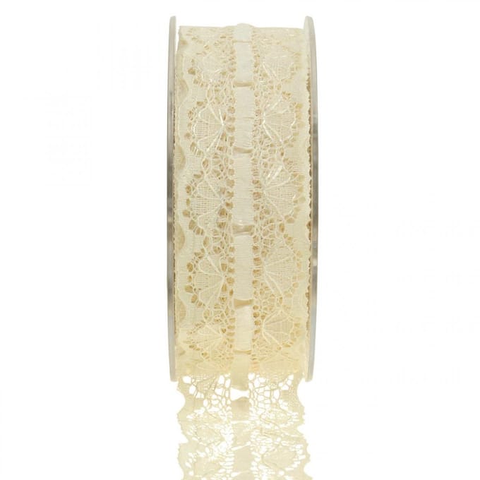 Kantlint kanten rand deco lint kant creme 25mm 15m