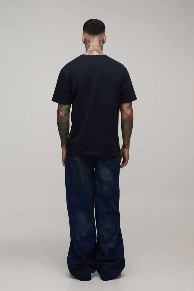 Tall Tie-dye Getinte Baggy Distressed Jeans | Dark Wash | Size 32