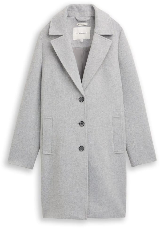 Tom Tailor - Wollen jas met steekzakken - Maat M - medium silver grey melange