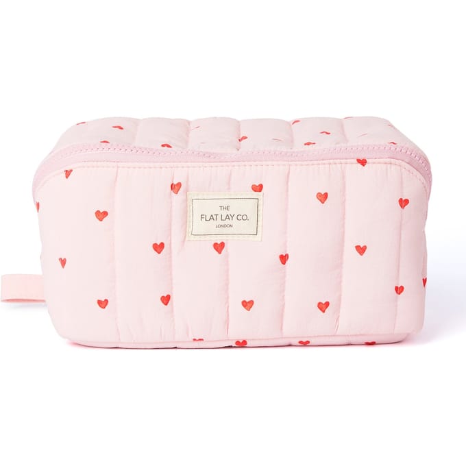 The Flat Lay Co. Marshmallow Flat Lay Makeup Box Bag - Sweet Pink Hearts