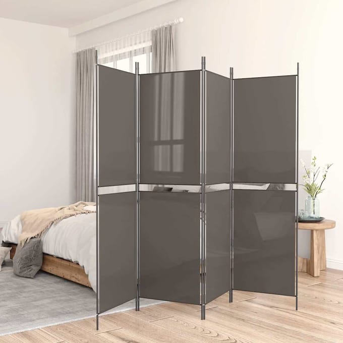 vidaXL - Kamerscherm - met - 5 - panelen - 250x180 - cm - antracietkleurig