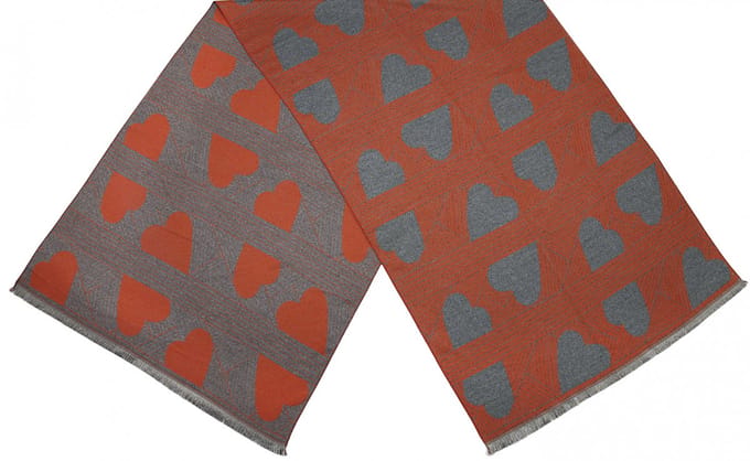 Cwi - Sjaal - Hart - Dames - 180 X 63 Cm - Oranje/grijs