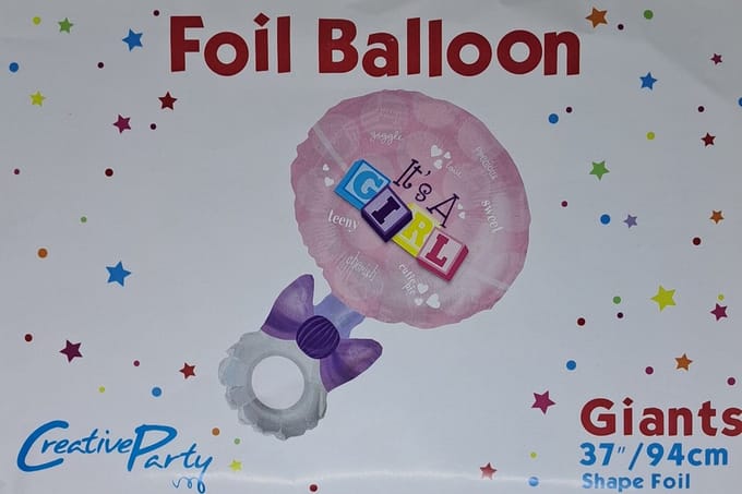 super shape folieballon rammelaar roze 94cm groot