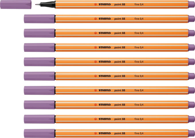 STABILO point 88 - Premium Fineliner - Fine 0,4 mm – Grijs Violet Paars – Doos 10 stuks