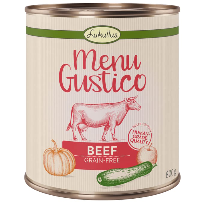 Voordeelpakket Lukullus Menu Gustico 24 x 800 g Hondenvoer - Rund met Pompoen, Appel en Oregano
