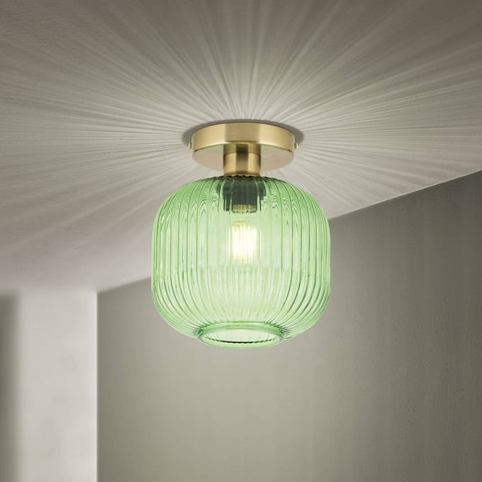 ORION Plafondlamp Carneval, groen, Ø 20 cm, glas, E27