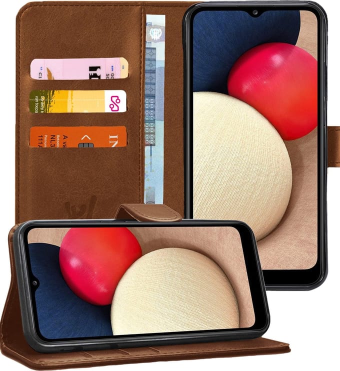 Hoesje geschikt voor Samsung Galaxy A02s - Book Case Kunstleer Pasjeshouder Bruin