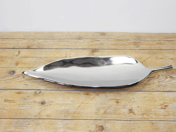 SENSE Decoratie schaal bla - Schaal blad - Aluminium schaal blad nikkel