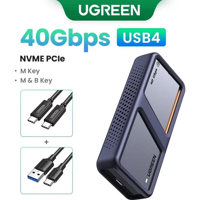Boîtier de disque dur UGREEN USB4 40 Gbps compatible Thunderbolt 3/4 M.2 NVMe boîtier de disque dur portable adapté aux ordinateurs Apple gris
