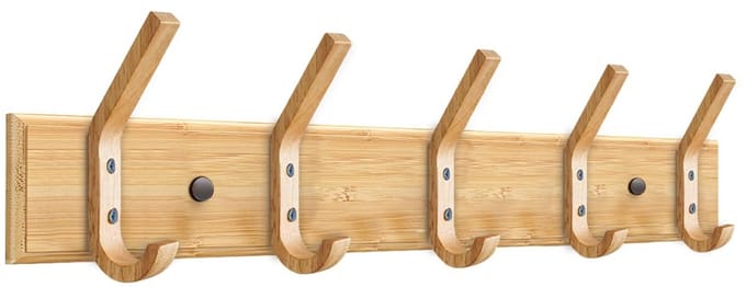 rek 5 haken 20 kg heavy duty kleding wandhouder bamboe hanger