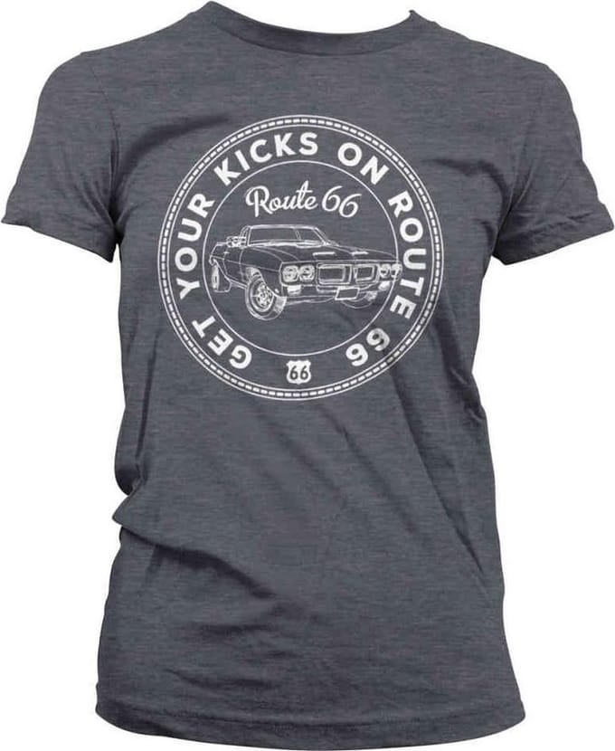 Route 66 Dames Tshirt -XL- Get Your Kicks On Route 66 Grijs