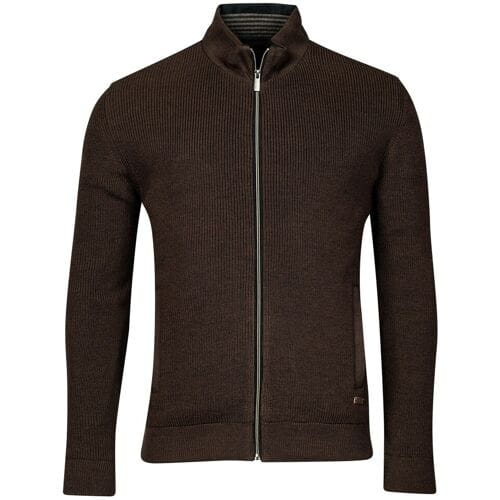 Baileys Vest Cardigan Zip Fine Structure Knit Dark Brown / male