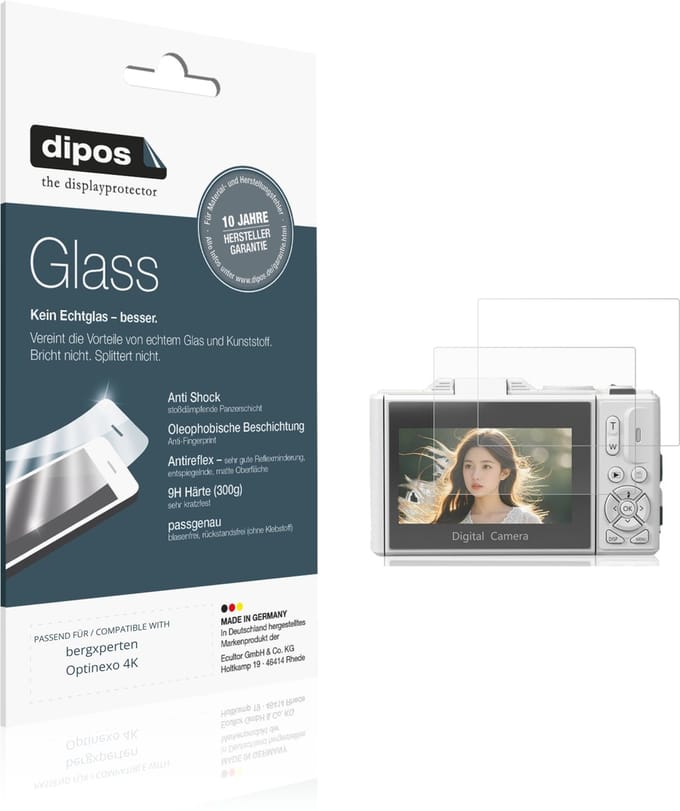 dipos – 2x Matte Pantserfolie geschikt voor bergxperten Optinexo 4K | 9H Screenprotector