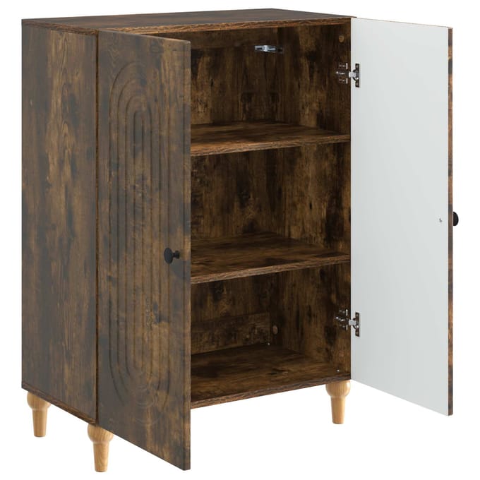 vidaXL - Dressoir - Gerookt - eiken - 66 - x - 34,5 - x - 90 - cm - Bewerkt - hout