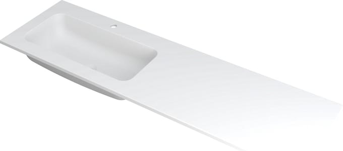 INK Faktor wastafel polystone links met 1 kraangat, 160x45x1,5cm, mat wit
