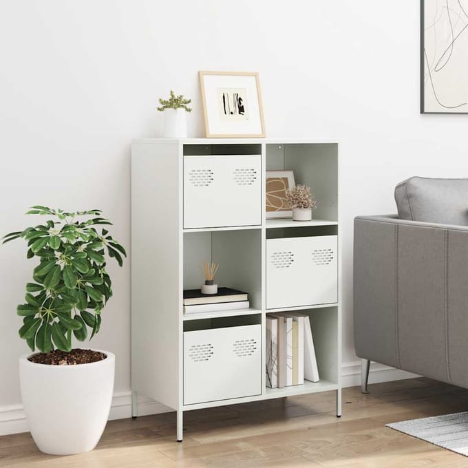 vidaXL - Hoge - kast - 68x39x103,5 - cm - staal - wit