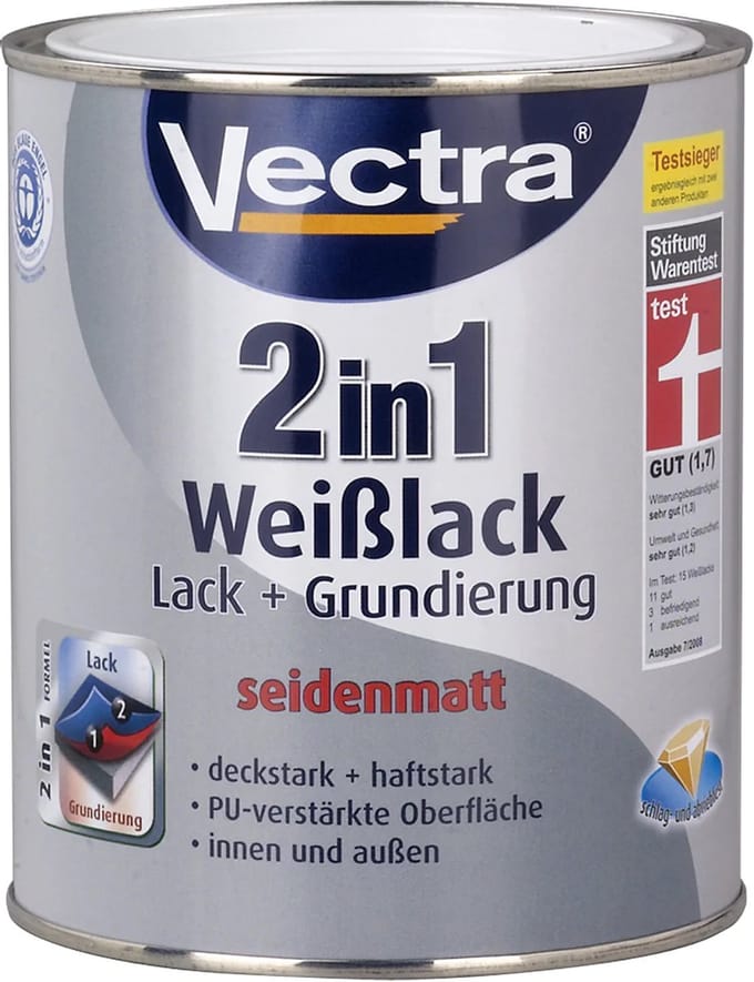Verf - 2in1 witte vernis + primer Halfmat - 0,75L - 3 stuks