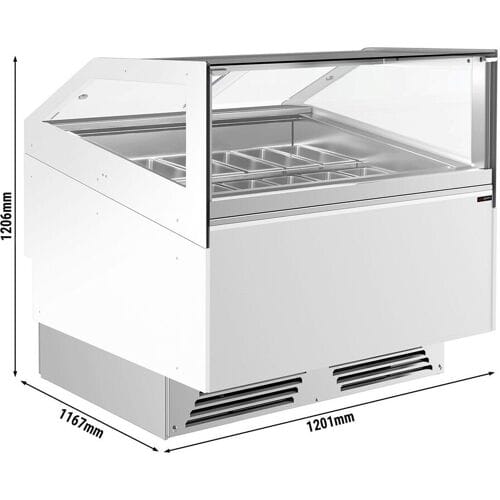 GGM Gastro Eistheke ADAM - 1200mm - Umluft - für 12x 5 Liter oder 8x 7 Liter Eisbehälter - Weiß