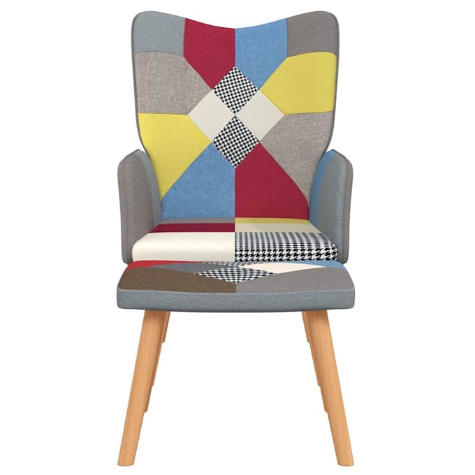 vidaXL - Relaxstoel - met - voetenbank - patchwork - stof