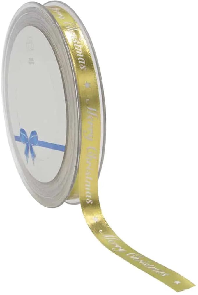 Satijnen Kerstlint Goudglans – 10 mm × 20 m