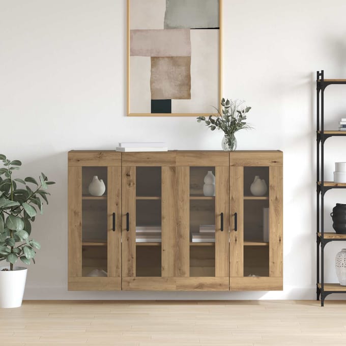 vidaXL - Wandgemonteerde - Kasten - 2 - st - artisanaal - eikenkleurig