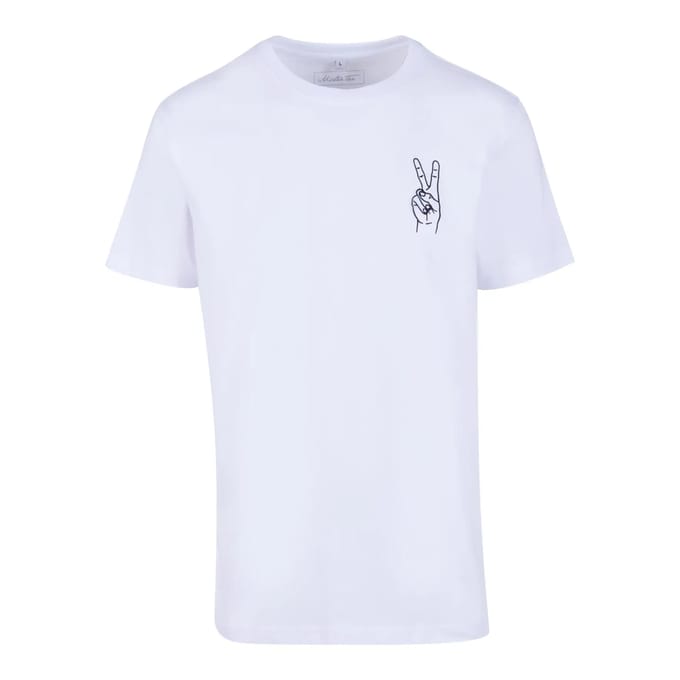 Mister Tee - Peace Sign EMB Heren Tshirt - M - Wit