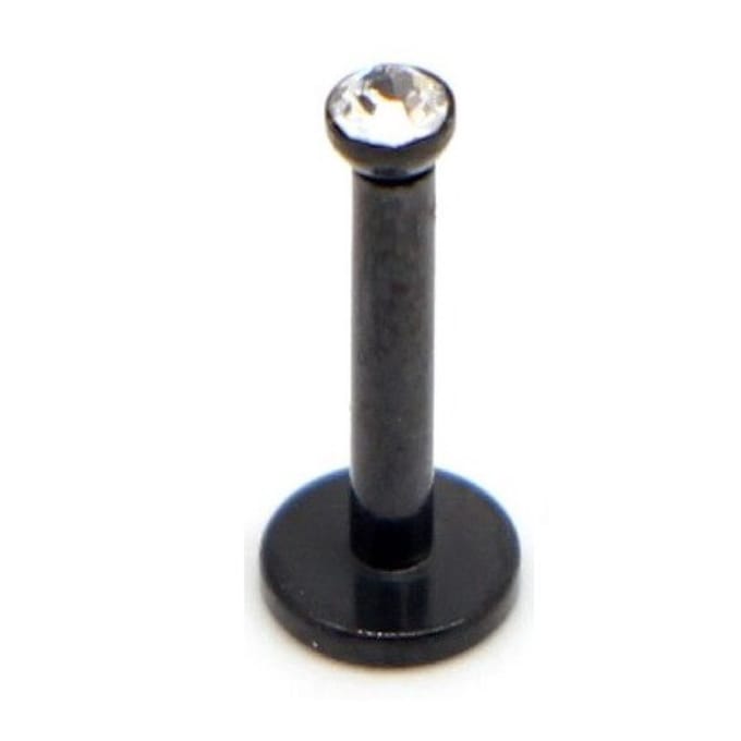 Zwart Met Steen - Tragus / Helix / Labret Piercing