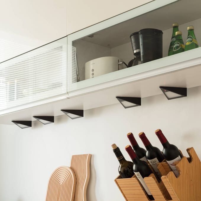 Prios Odia LED meubelverlichting, zwart, set van 5