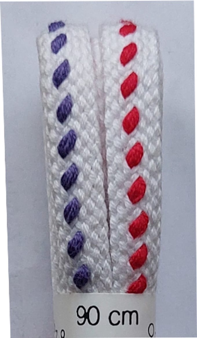 Ronilux Veter - Wit/Rood/Lila - Plat - Lengte 90 cm - Breedte 6 mm - Schoenveter