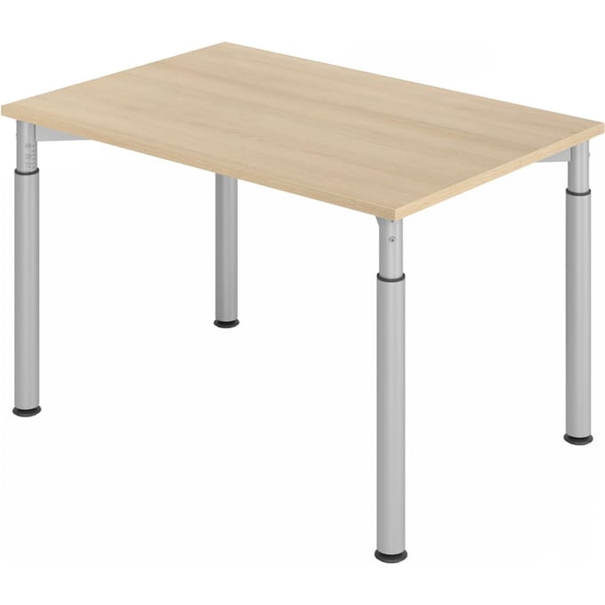 YAMA 12 S | Bureau - 120x80 Eiken/Zilver Tafelhoogte I In hoogte verstelbaar
