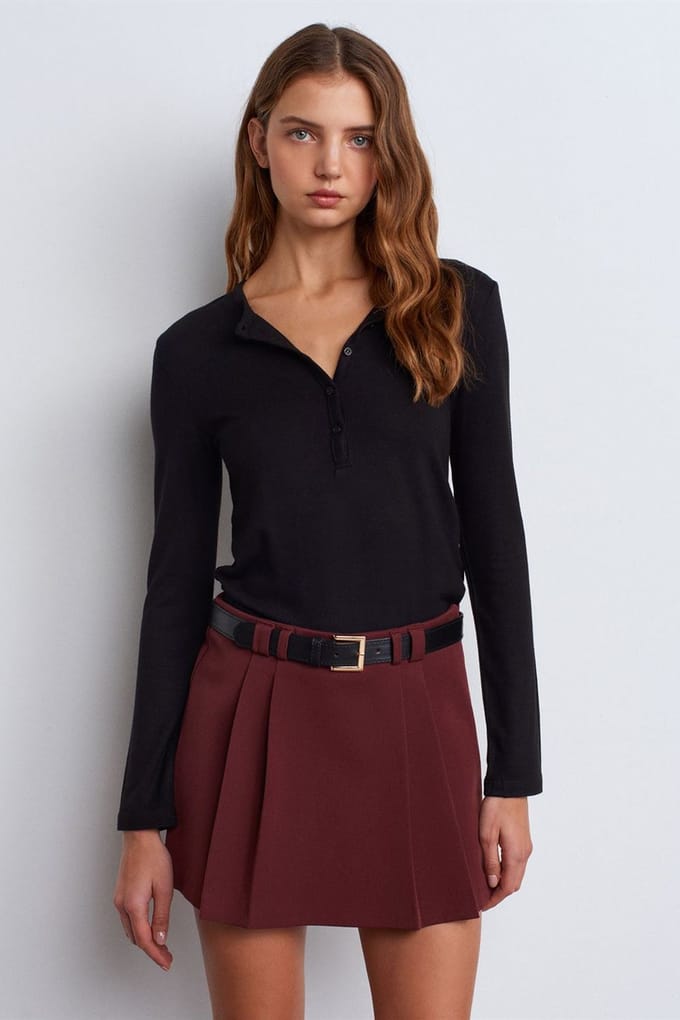 Slim Fit V-hals Knopen Blouse