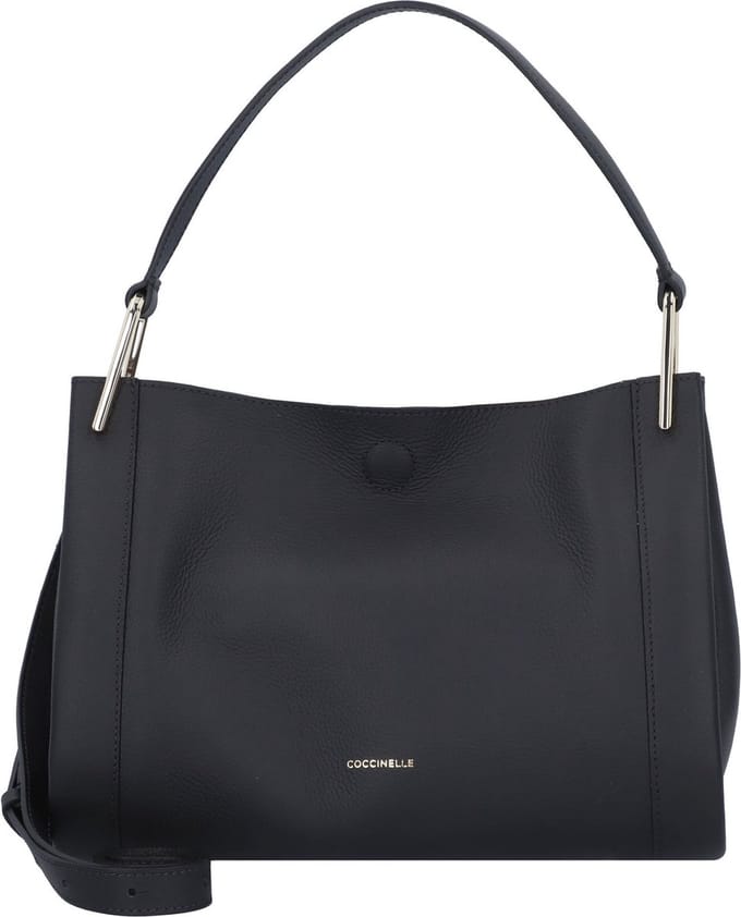 COCCINELLE Leren Schoudertas Wallace Handbag Double Grainy Leather Noir / Cuir Zwart