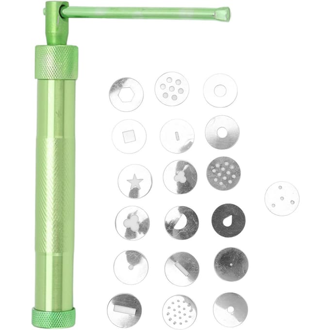 Extrudeuse de pâte à sucre Extrudeuses d'argile de poterie Ensemble d'outils de décoration de fondant pour gâteau avec Interchangeable beige