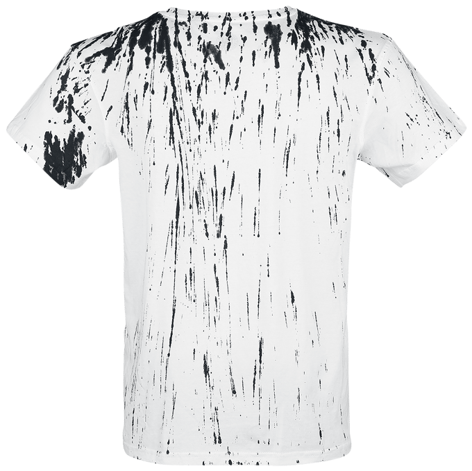 Outer Vision T-shirt - Wings Tattoo Splashed Strips - S tot M - voor Mannen - wit