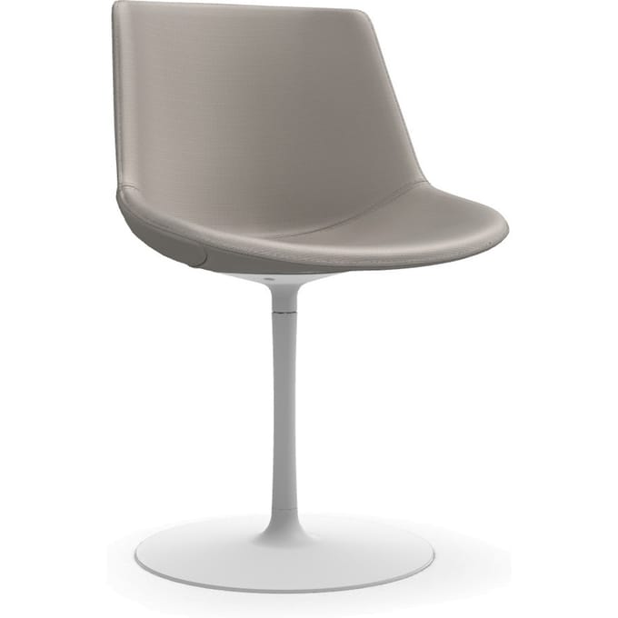 MDF Italia Flow Leder Plaat voet-Draaistoel - licht beige Nuvola 199/plaat basis wit