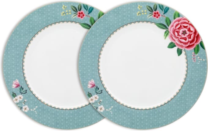 Pip Studio Blushing Birds Dinerborden - Blauw - Porselein - Set van 2 - 26.5cm