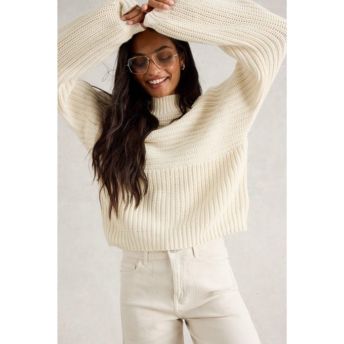 White Stuff Marley Mix Cotton Jumper Pale Ivory Taglia: 20 | Maglioni a maglia Outlet | Donna | Bianco