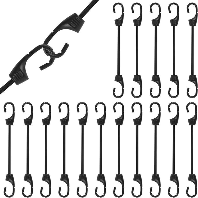 16 Stuks Spanrubber met Haken - Elastische Banden voor Dekzeil en Camping