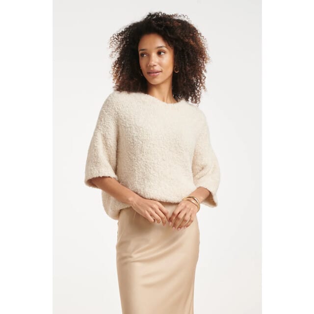Smashed Lemon Crèmekleurige fuzzy boucle top |