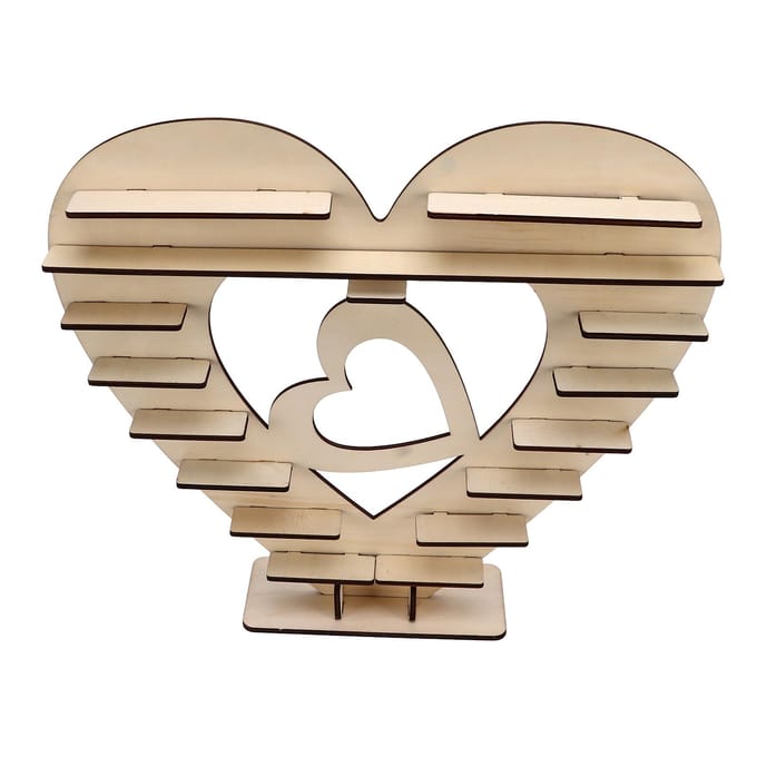 Houten Chocolade Stand Hartvormig Eco Vriendelijk Eenvoudige Montage Duurzaam Herbruikbaar Mini Taartstandaard voor Feest Bruiloft beige