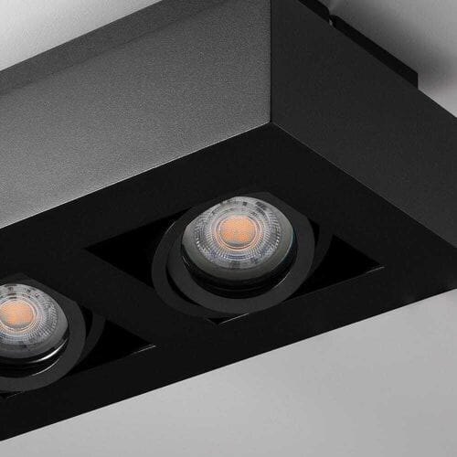 Pollux nero III by LUSENZ - Rechthoekige 3-lichts plafondlamp met richtbare spots, matzwarte coating en interieur