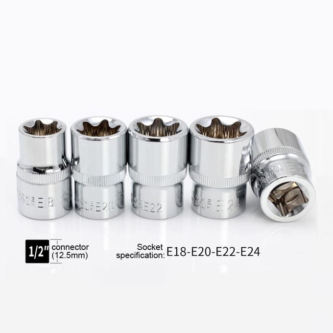 14-delige set vrouwelijke sterbitsockets 1/2   3/8   1/4   aandrijfsockets E4 -E24 met opbergdoos 14Pcs black