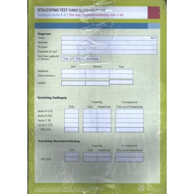Schlichting Test Turks Scoreformulier - L. Schlichting